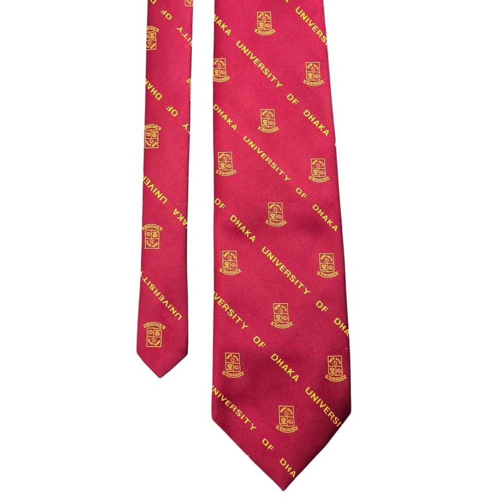 University of Dhaka Necktie Maroon Gold Logo Crest Collegiate Prep Bangladesh